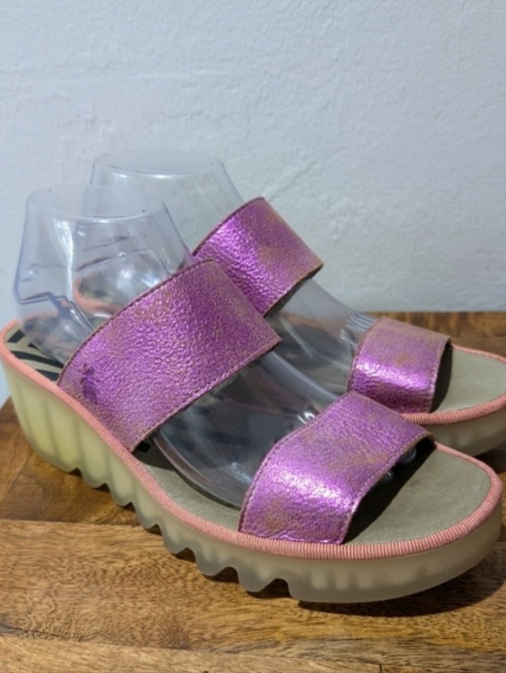 Fly London BESY357FLY PINK Wedge Sandals size 40